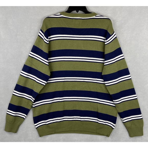 Club Room Men's Large Striped Long Sleeve V-Neck Sweater Pine Brook NEW - Picture 6 of 10